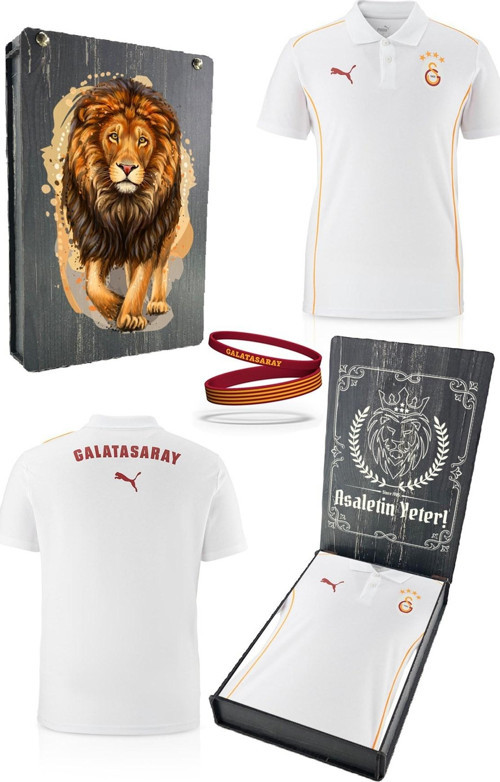 Orijinal Lisanslı Polo Yaka Beyaz Antrenman T-Shirt + Bileklik Set Hediyelik Ahşap Kutu