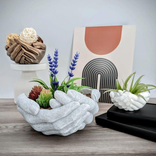 Dekoratif Beyaz Renkli Avuç Saksı 12Cm