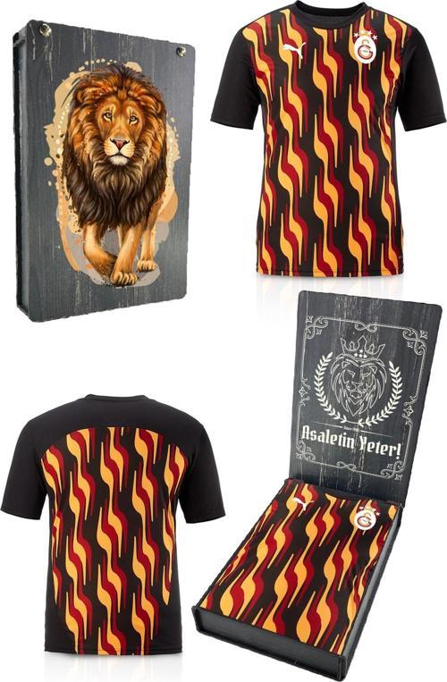 Orijinal Lisanslı Sıfır Yaka Siyah Antrenman T-Shirt Gs Aslan Baskılı Ahşap Kutu