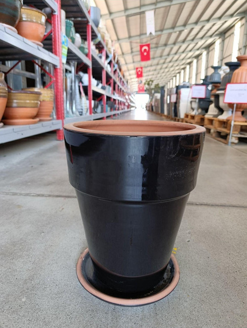 20-25 Litre Tabaklı Uzun Dekoratif Toprak Saksı