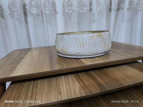 Mina Dizayn Çift Taban Taş Vazo Aranjman Bonsai Ve Orkide Saksısı