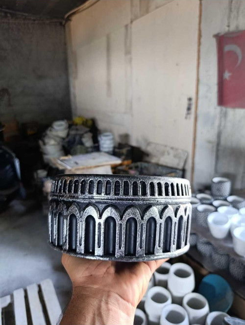 Siyah - Gümüş Dekoratif Collesium Saksı