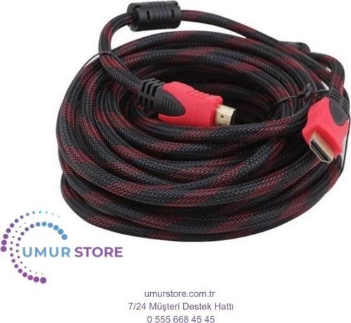 20 Metre Filtreli Hasır Sargılı Altın Uçlu Hdmi Görüntü Kablosu 3D 14V
