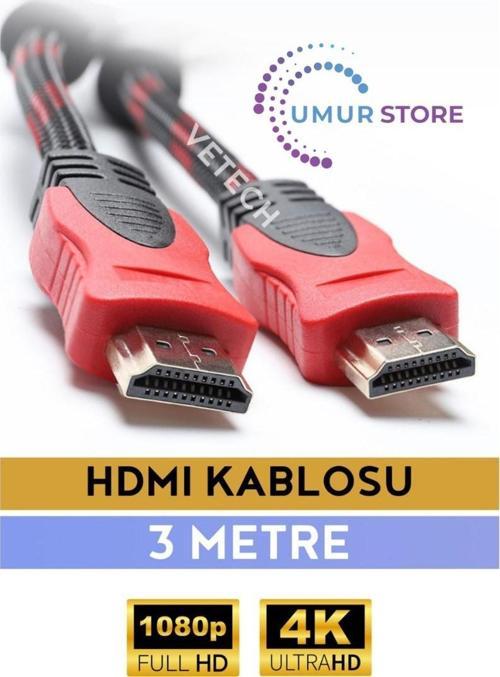 3 Metre HDMI Kablo Full Hd Tv Monitör Uydu Alıcısı Pc Uyumlu HDMI Kablosu
