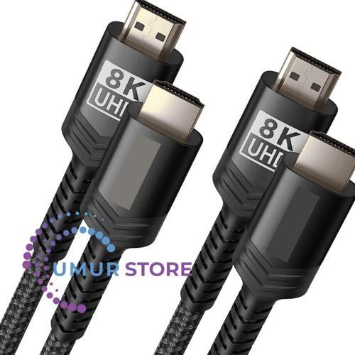 8k UHD Uzun HDMI Kablosu 48GBPS Yüksek Hızlı HDMI 2.1 Örgülü Oyuncu Kablo 4K 120Hz 144Hz 8k 60Hz Din