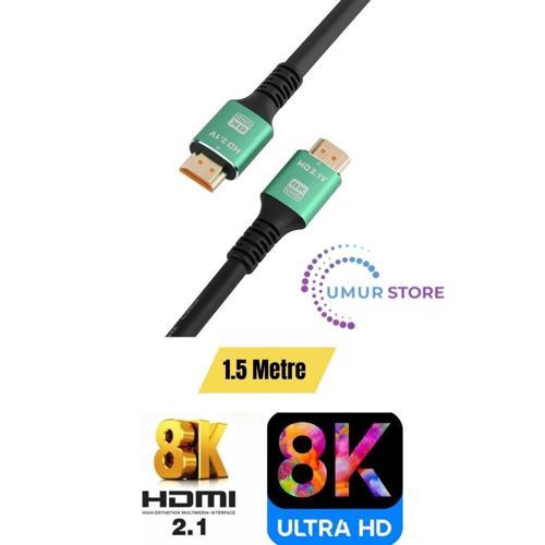 Ultra Hdtv 8k Yüksek Hızlı 1.5 Metre HDMI Kablosu 8k 60Hz, 4K 120Hz, 7680P Hdr 2.1V 48GBS