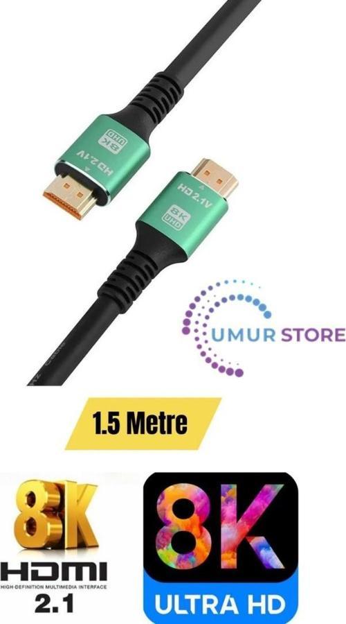 Ultra Hdtv 8k Yüksek Hızlı 1.5 Metre HDMI Kablosu 8k 60Hz, 4K 120Hz, 7680P Hdr 2.1V 48GBS