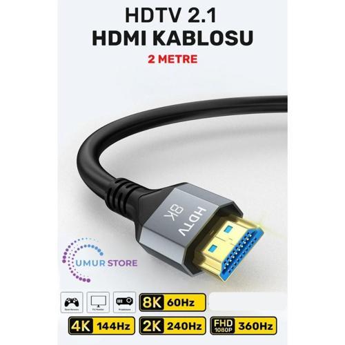 Ultra Yüksek Hızlı 8k HDMI 2.1 Kablo 2 Metre