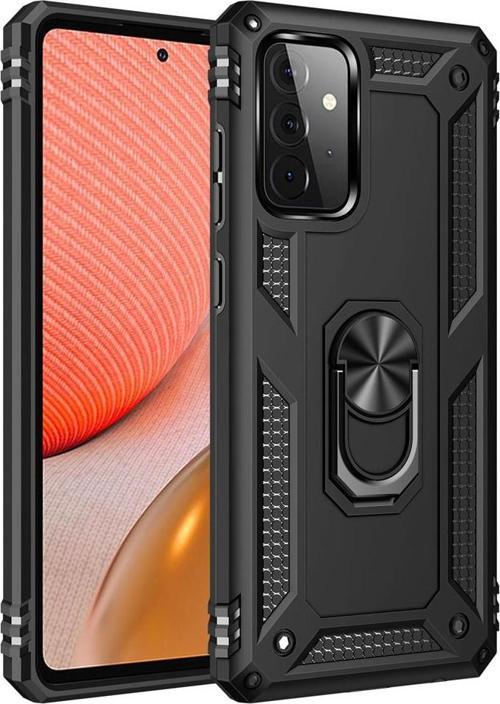 Samsung Galaxy A52 Uyumlu Kamera Korumalı Standlı Yüzüklü Tank Kılıf