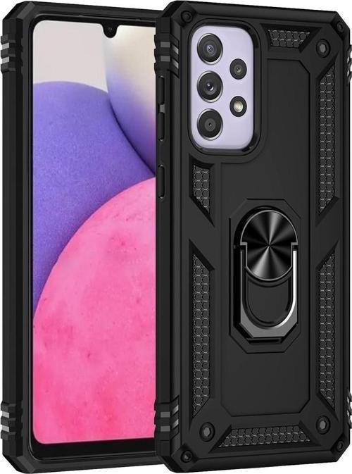 Samsung Galaxy A33 Uyumlu Kamera Korumalı Standlı Yüzüklü Tank Kılıf