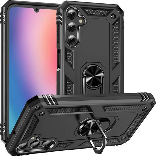 Samsung Galaxy A15 Uyumlu Kamera Korumalı Standlı Yüzüklü Tank Kılıf