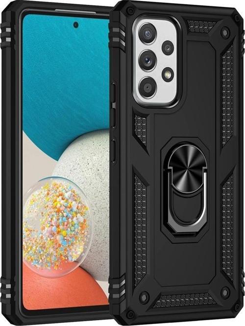 Samsung Galaxy A53 Uyumlu Kamera Korumalı Standlı Yüzüklü Tank Kılıf