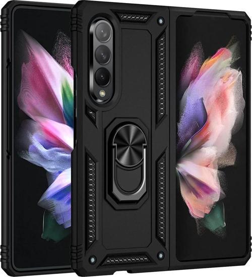 Samsung Galaxy Z Fold 3 Uyumlu Kamera Korumalı Standlı Yüzüklü Tank Kılıf