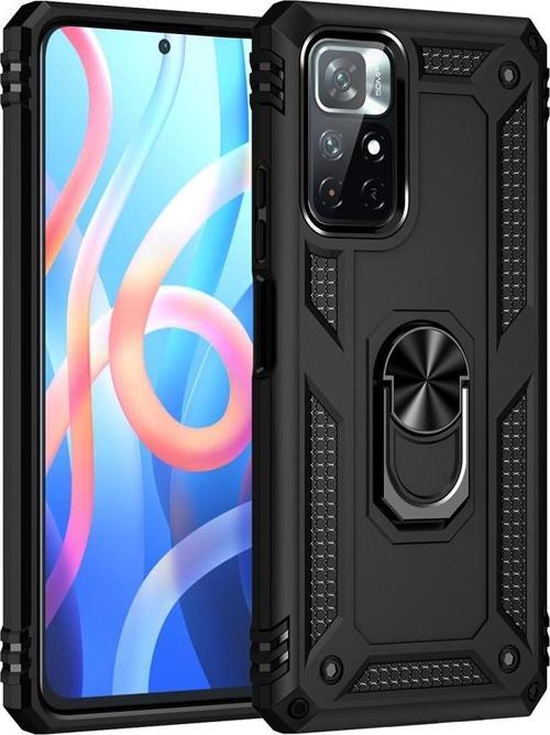 Xiaomi Redmi 10 Uyumlu Kamera Korumalı Standlı Yüzüklü Tank Kılıf