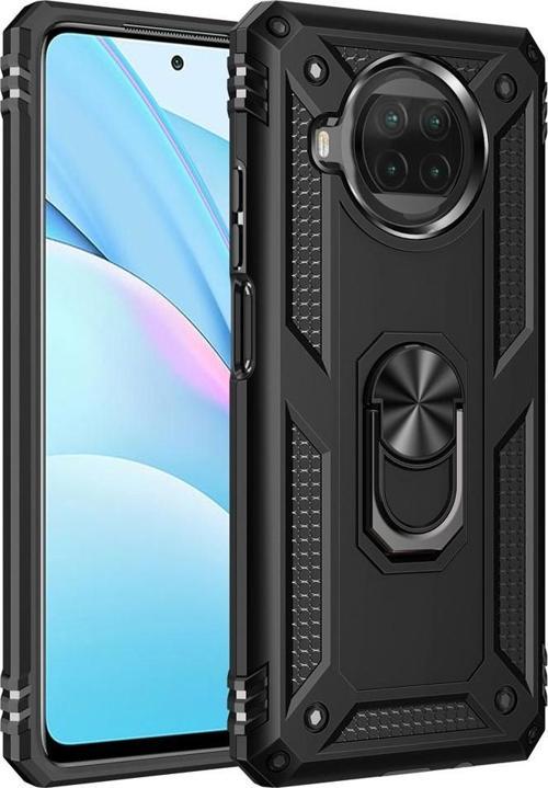 Xiaomi Mi 10T Lite 5G Uyumlu Kamera Korumalı Standlı Yüzüklü Tank Kılıf
