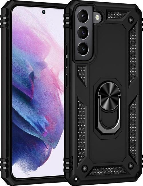 Samsung Galaxy S22 Plus Uyumlu Kamera Korumalı Standlı Yüzüklü Tank Kılıf