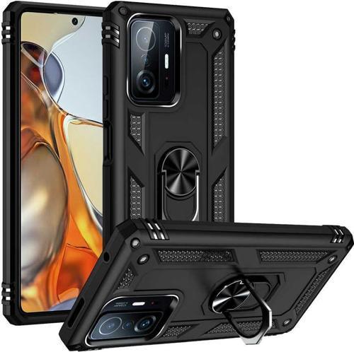 Xiaomi Mi 11T 5G Uyumlu Kamera Korumalı Standlı Yüzüklü Tank Kılıf