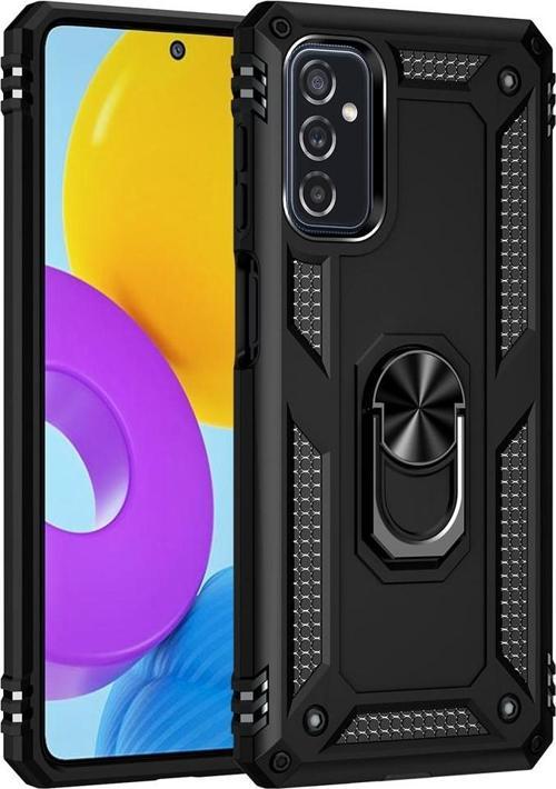Samsung Galaxy M52 Uyumlu Kamera Korumalı Standlı Yüzüklü Tank Kılıf
