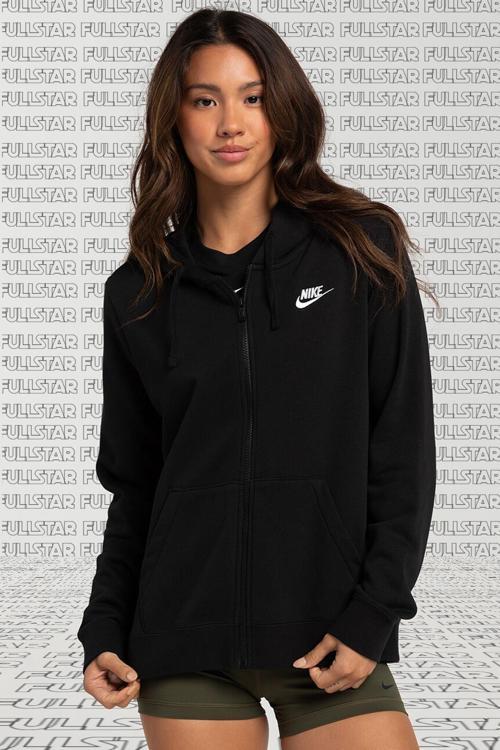 Sportswear Full Zip Black Hoodie Fermuarlı Kapüşonlu Sweatshirt Siyah Kapüşonlu Oversize Sweatshirt Siyah