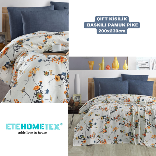 ETEHOMETEX ÇİFT KİŞİLİK BASKILI PAMUK PİKE ARLES 8696474231886
