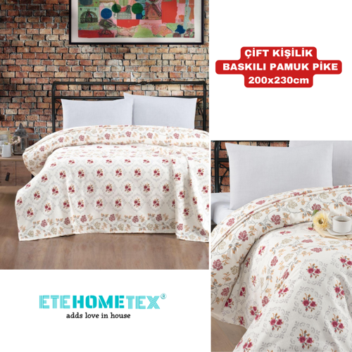 ETEHOMETEX ÇİFT KİŞİLİK BASKILI PAMUK PİKE KANAVİÇE 8696474231841