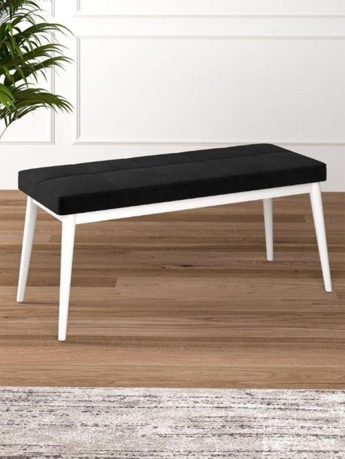 Tina Baby Face Modern Beyaz Metal Ayak Bench Oturak 90x40, Ayakkabılık Bank, Yatak Ucu Puf