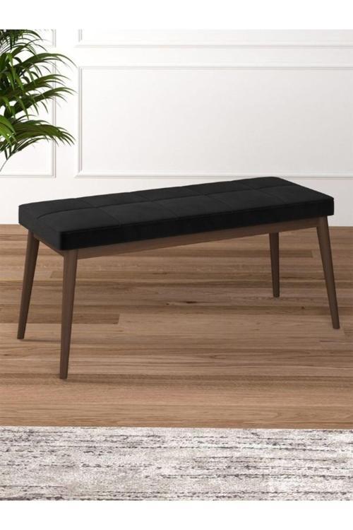 Tina Baby Face Modern Ceviz Metal Ayak Bench Oturak 90x40, Ayakkabılık Bank, Yatak Ucu Puf