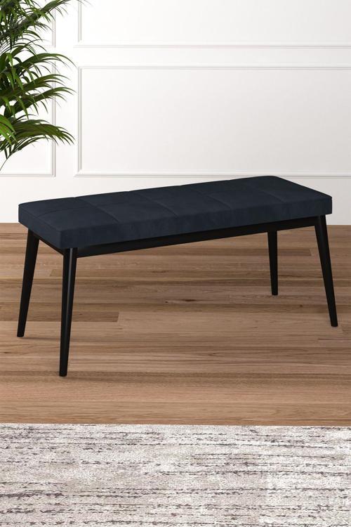 Tina Baby Face Modern Siyah Ahşap Ayak Bench Oturak 90x40, Ayakkabılık Bank, Yatak Ucu Puf