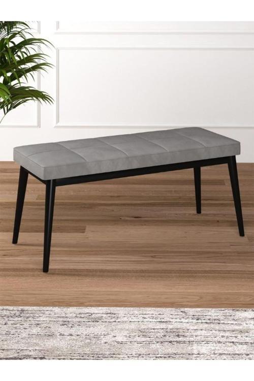 Tina Baby Face Modern Siyah Ahşap Ayak Bench Oturak 90x40, Ayakkabılık Bank, Yatak Ucu Puf