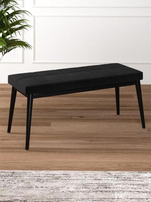 Tina Baby Face Modern Siyah Ahşap Ayak Bench Oturak 90x40, Ayakkabılık Bank, Yatak Ucu Puf
