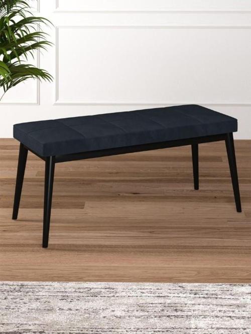 Tina Baby Face Modern Siyah Metal Ayak Bench Oturak 90x40, Ayakkabılık Bank, Yatak Ucu Puf