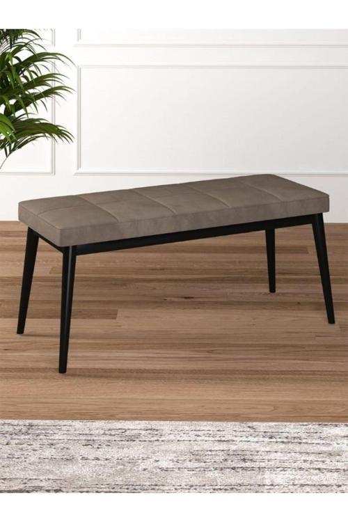 Tina Baby Face Modern Siyah Metal Ayak Bench Oturak 90x40, Ayakkabılık Bank, Yatak Ucu Puf