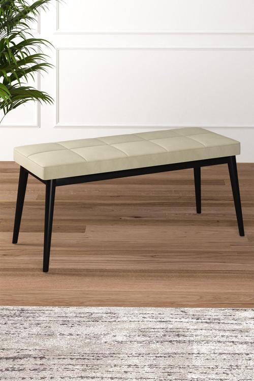 Tina Baby Face Modern Siyah Metal Ayak Bench Oturak 90x40, Ayakkabılık Bank, Yatak Ucu Puf