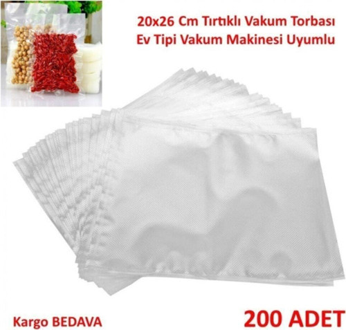 Tırtıklı Vakum Torbası-Poşeti 20 X 26 Cm - 200 Adet