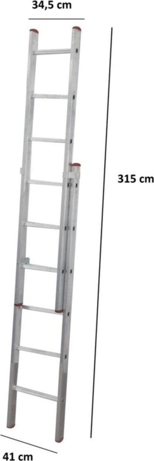 2+2 Toplam 4 Metre Endüstriyel Alüminyum Sürgülü (Ptt) Merdiveni