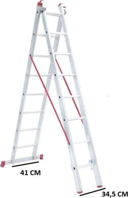 Madeni Eşya A Tipi 2X2 Toplam 4 Metre Sürgülü Endüstriyel Ptt Merdiveni