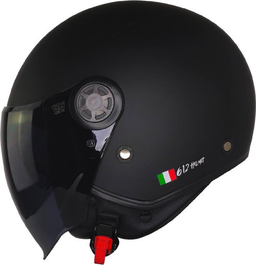 Motosiklet Yarım Kask Güneş Vizörlü ECE 22.06 Motor Kaskı Mat Black