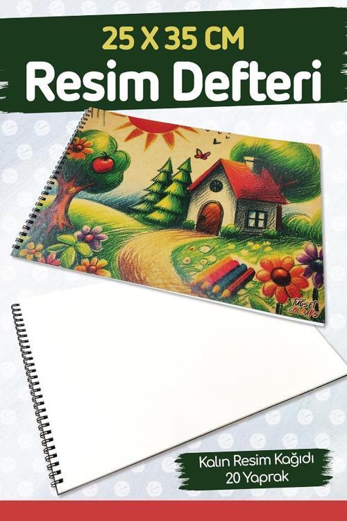 Resim Defteri Spiralli Kraft Karton Kapak 20 Yaprak 25x35 cm Büyük Boy -T1485