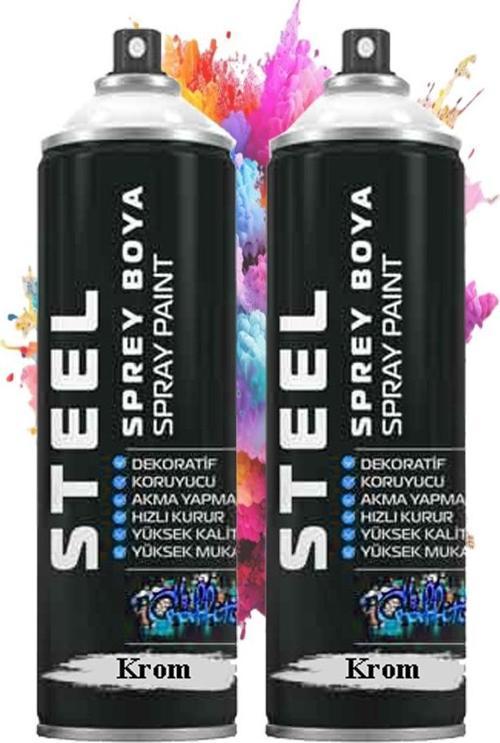 Gümüş Gri Sprey Boya 200 ml 2 Adet Hızlı Kuruyan Profesyonel Ahşap Plastik Demir Metal Cam Porselen Duvar Renkli