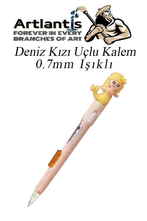 Işıklı Deniz Kızı Uçlu Kalem 0.7 1 Adet Denizkızı Başlıklı Versatil Kalem Süslü Silikonlu Hediyelik Kalem