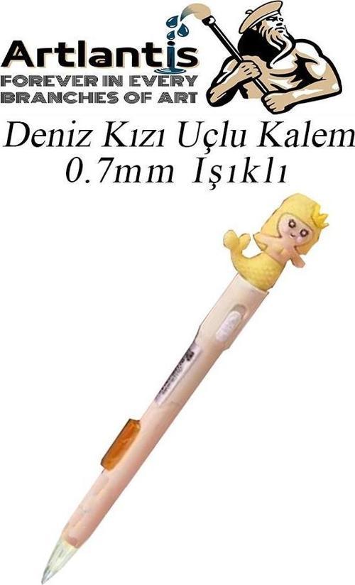 Işıklı Deniz Kızı Uçlu Kalem 0.7 1 Adet Denizkızı Başlıklı Versatil Kalem Süslü Silikonlu Hediyelik Kalem