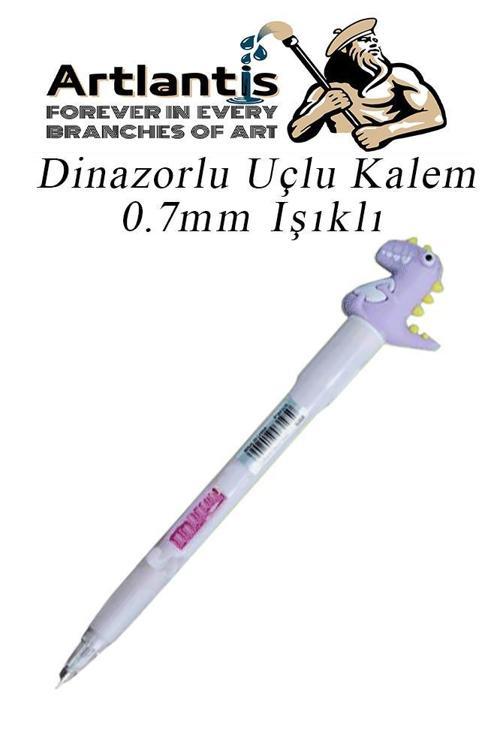 Işıklı Dinazor Uçlu Kalem 0.7 1 Adet Dinazor Başlıklı Versatil Kalem Süslü Silikonlu Hediyelik Kalem