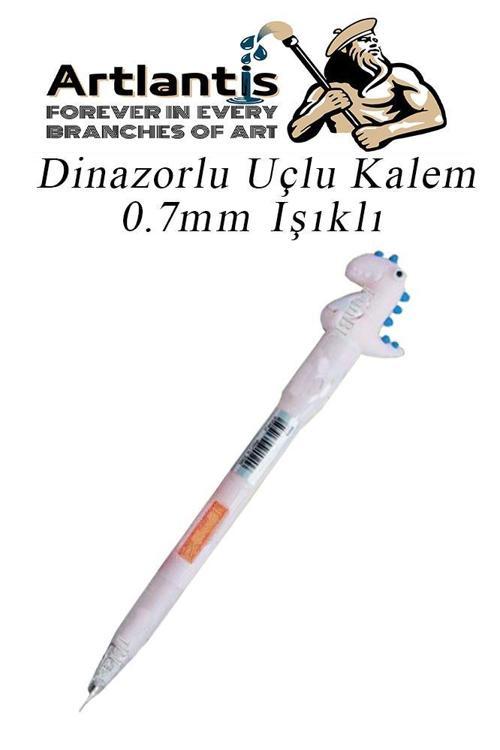 Işıklı Dinazor Uçlu Kalem 0.7 1 Adet Dinazor Başlıklı Versatil Kalem Süslü Silikonlu Hediyelik Kalem