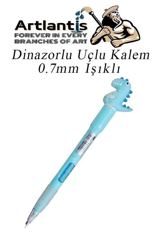 Işıklı Dinazor Uçlu Kalem 0.7 1 Adet Dinazor Başlıklı Versatil Kalem Süslü Silikonlu Hediyelik Kalem