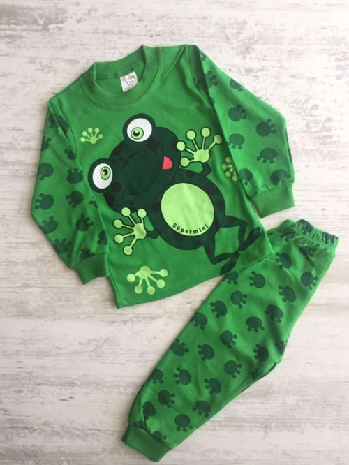 Unisex Çocuk Kurbağalı Pijama Takımı