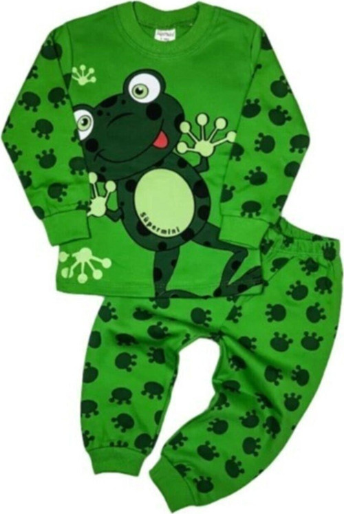 Kız Çocuk 4-5-6 Yaş Kurbağalı Pamuklu Pijama Takımı