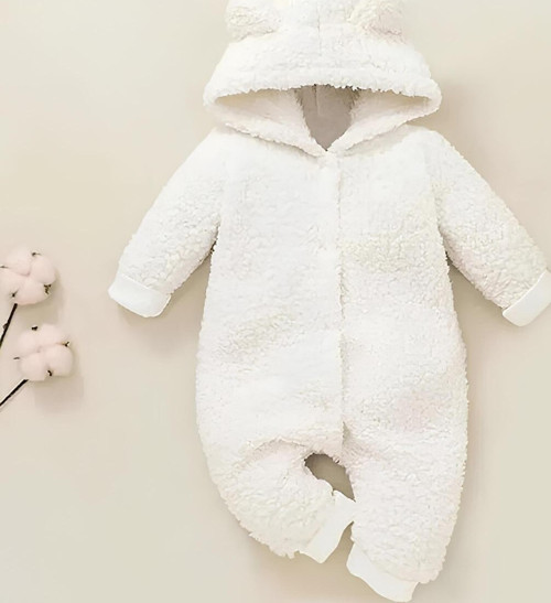 Kapüşonlu Bebek Peluş Çıtçıtlı Welsoft Tulum