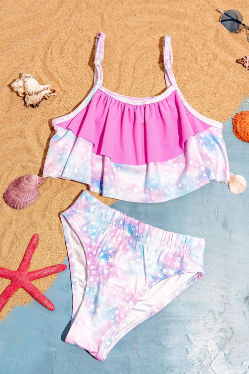 Yıldız Desenli Kız Çocuk Mayo Bikini Takım