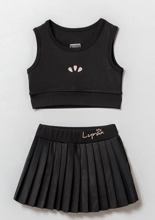 Lyrax Kabartmalı Şort Etekli Crop Kız Çocuk Sporcu Takım