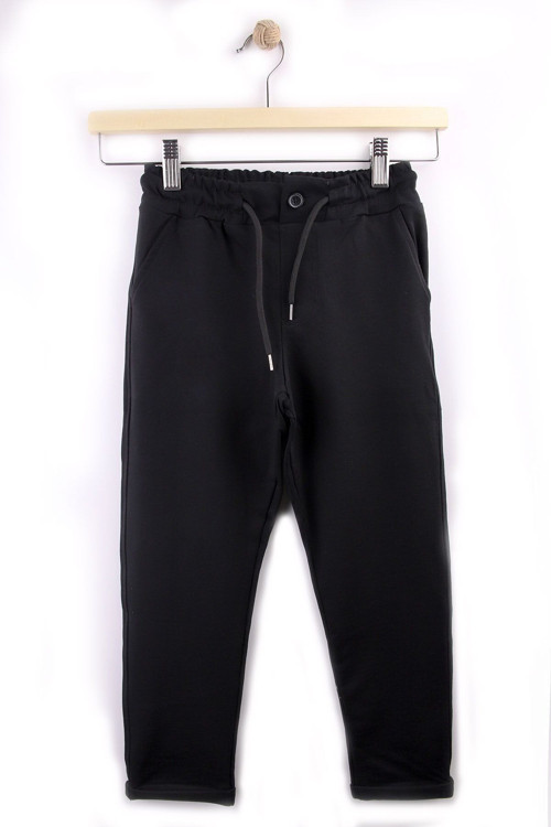 Düğme Detaylı Erkek Çocuk Düz Okul Eşofman Altı